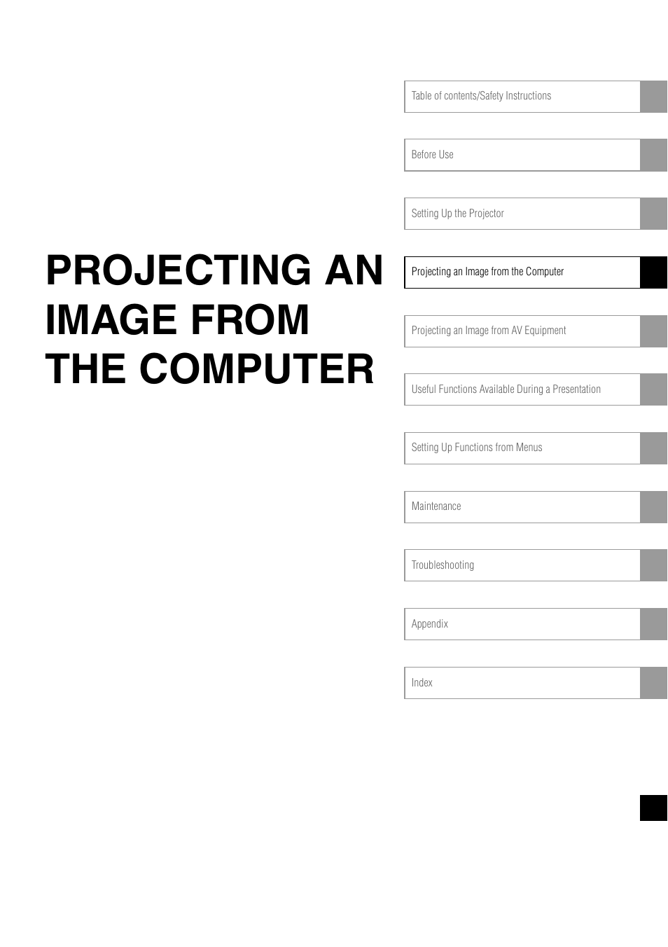 Projecting an image from the computer | Canon REALiS X700 User Manual | Page 33 / 141