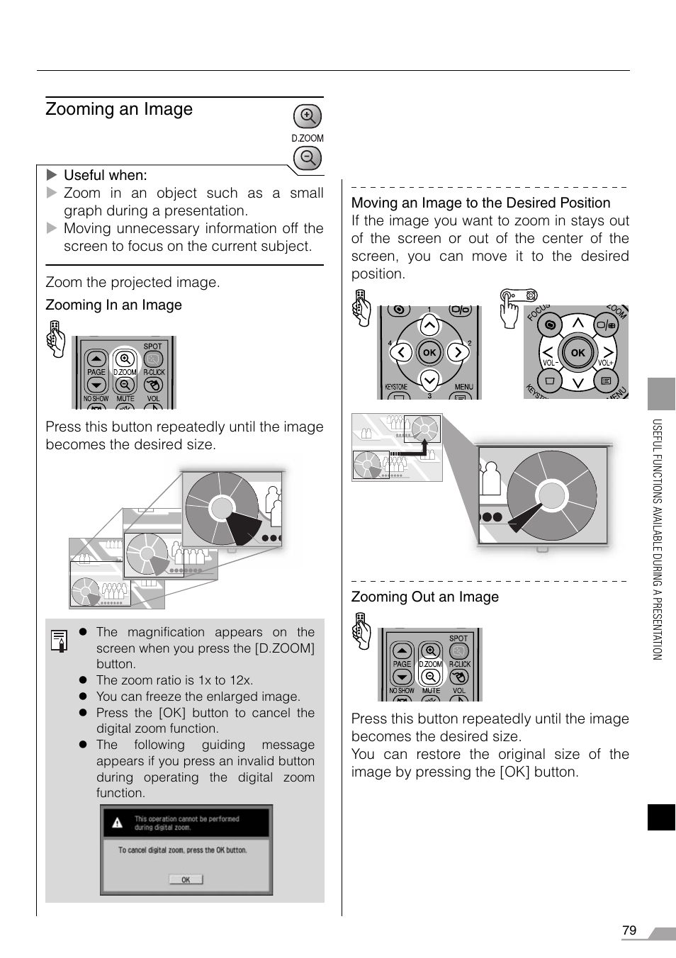 Zooming an image | Canon REALiS X700 User Manual | Page 79 / 141