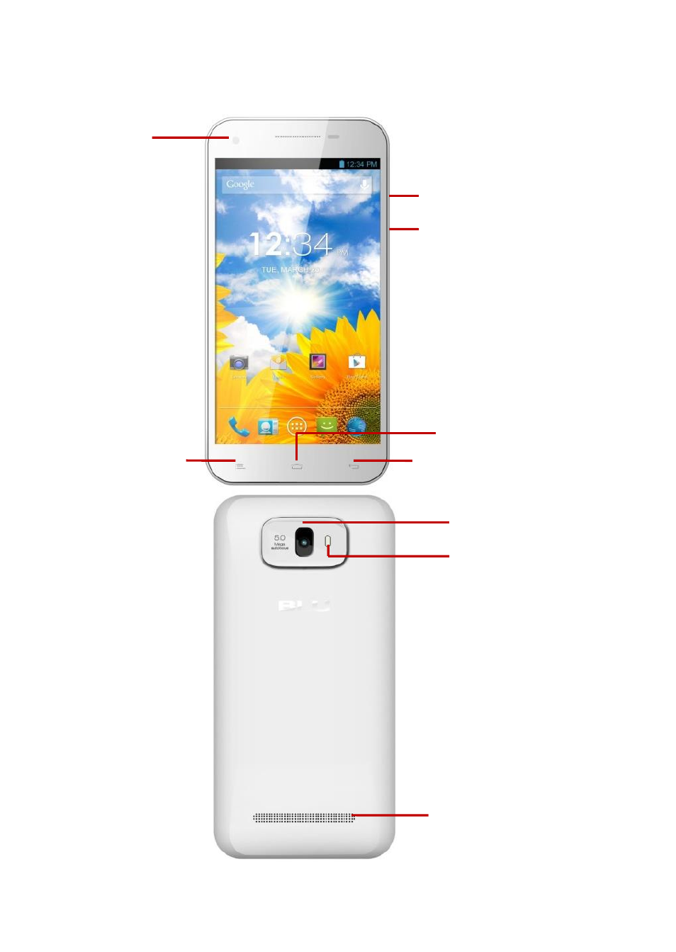 Appearance and key function, Introduction | BLU Studio 5.5 User Manual | Page 4 / 20