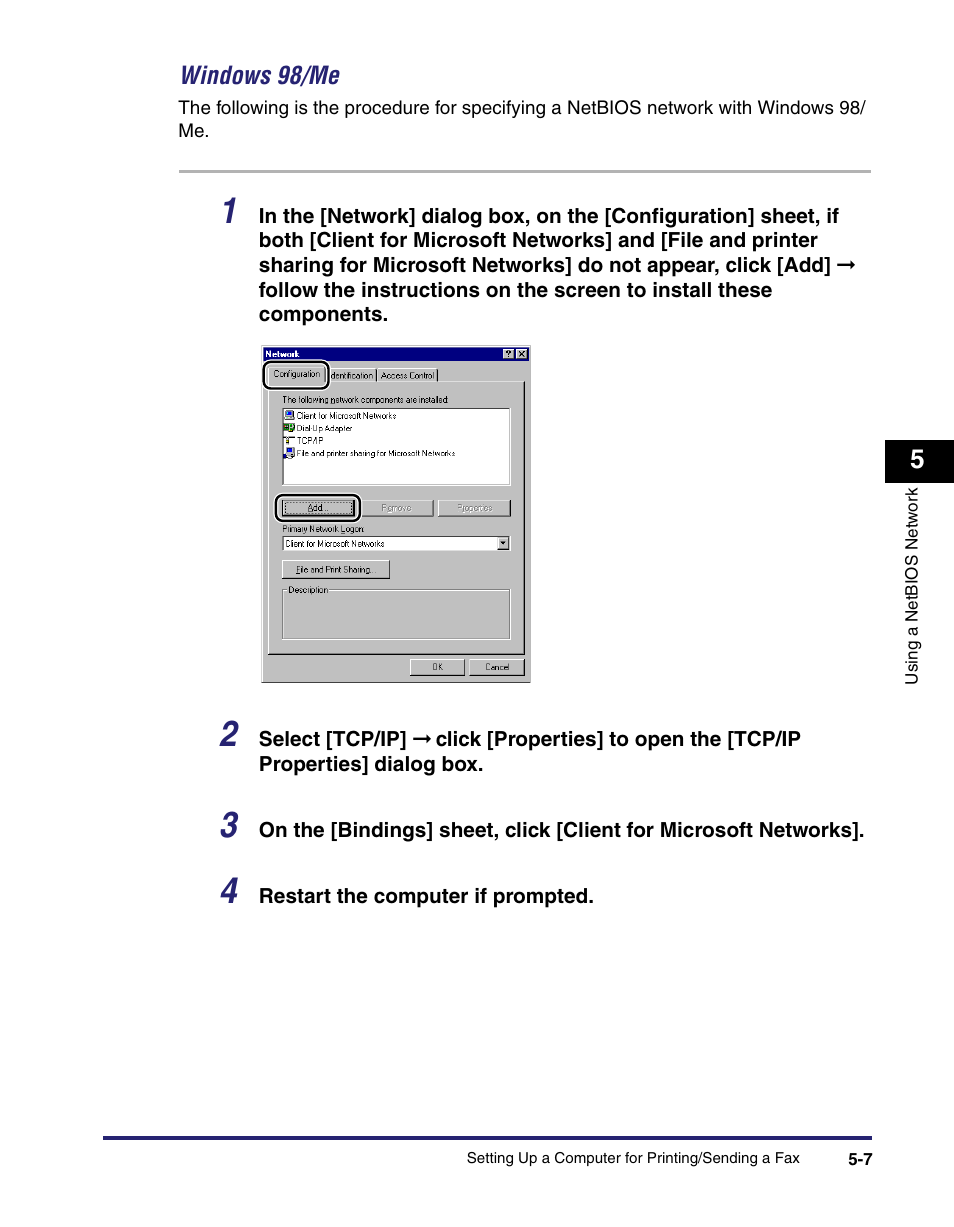 Windows 98/me -7, E "windows 98/me | Canon C2550 User Manual | Page 133 / 234