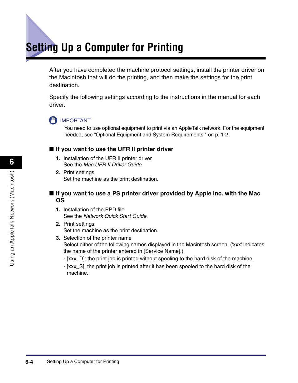Setting up a computer for printing, Setting up a computer for printing -4 | Canon C2550 User Manual | Page 154 / 234
