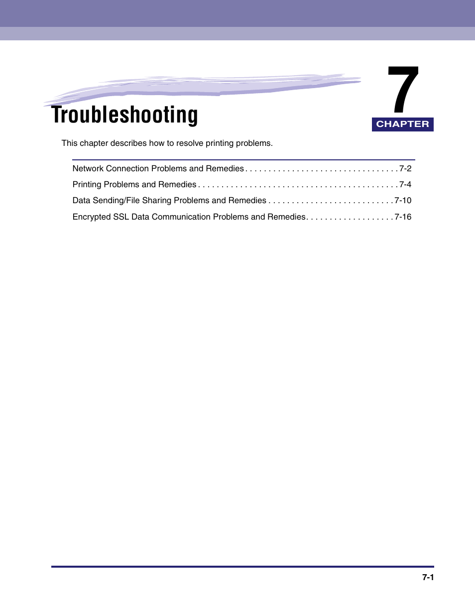 Troubleshooting, Chapter 7 | Canon C2550 User Manual | Page 155 / 234