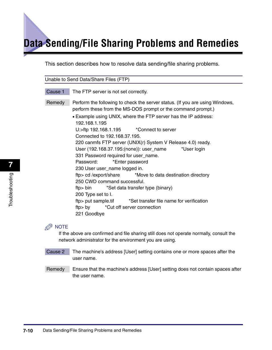 Data sending/file sharing problems and remedies | Canon C2550 User Manual | Page 164 / 234