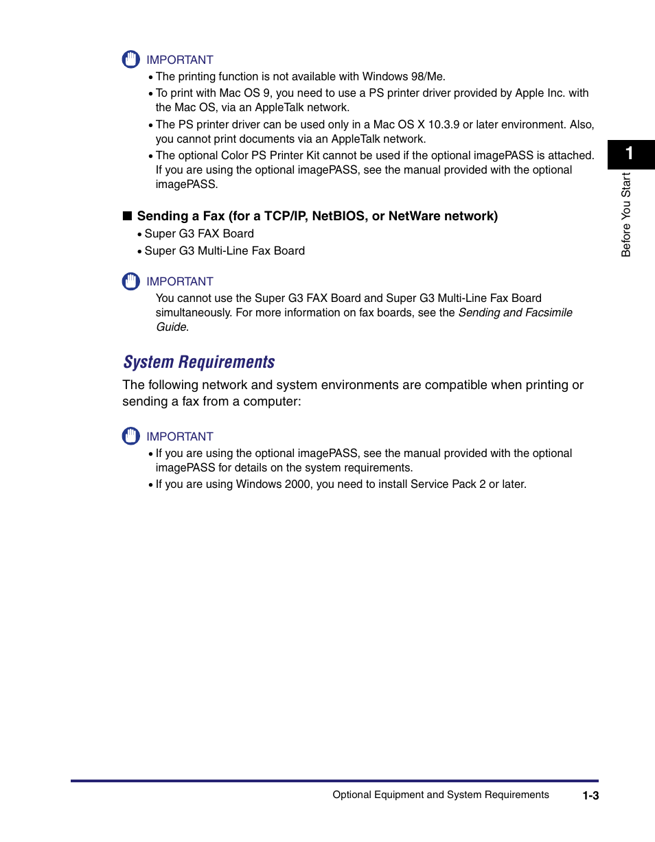 System requirements -3, System requirements | Canon C2550 User Manual | Page 17 / 234