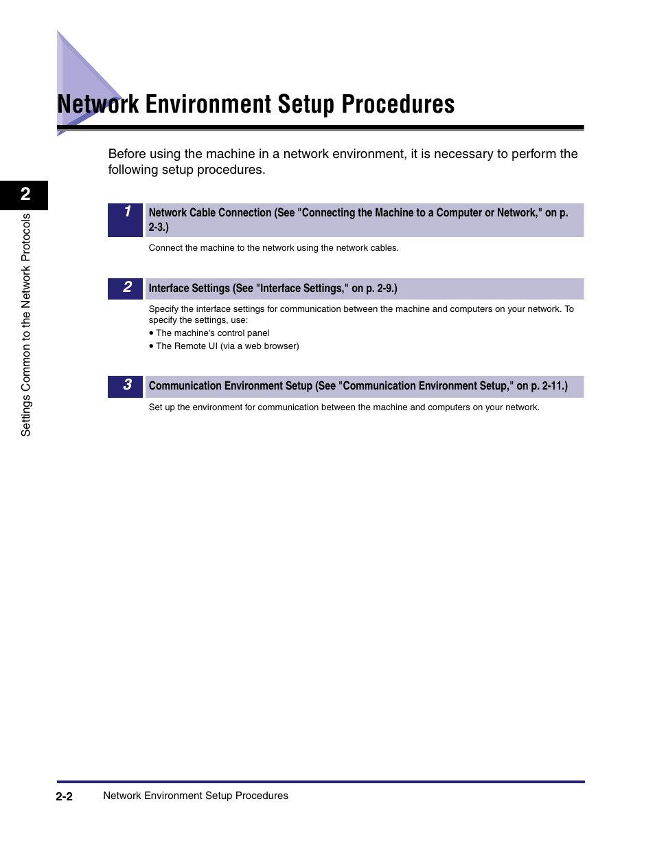 Network environment setup procedures, Network environment setup procedures -2 | Canon C2550 User Manual | Page 28 / 234