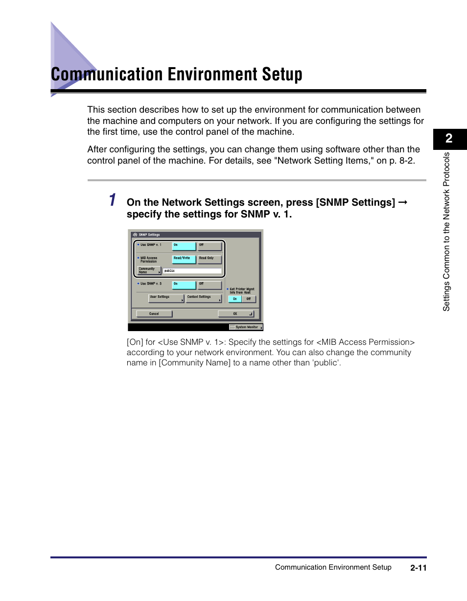 Communication environment setup, Communication environment setup -11, Communication environment setup," on p. 2-11.) | Canon C2550 User Manual | Page 37 / 234