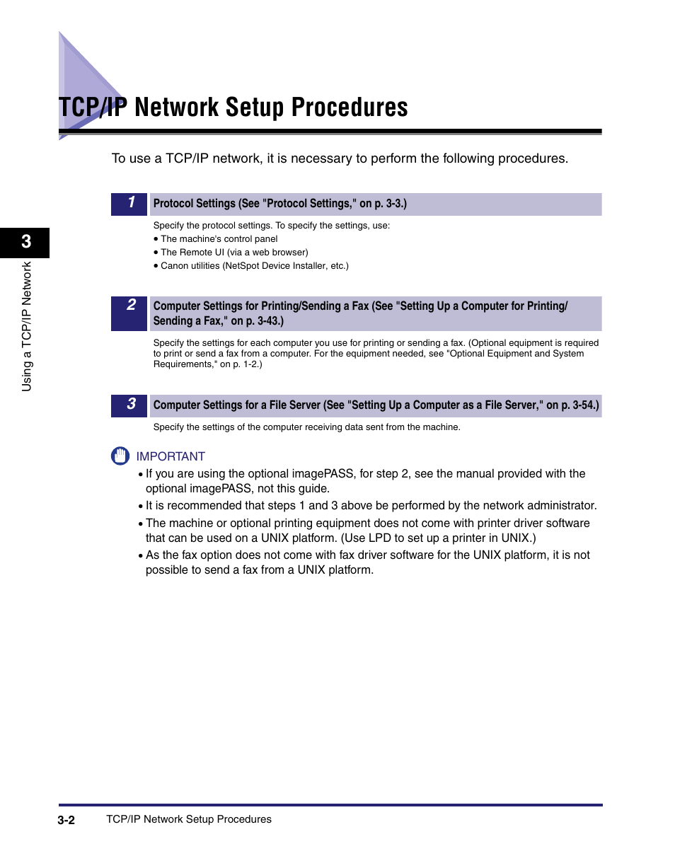 Tcp/ip network setup procedures, Tcp/ip network setup procedures -2 | Canon C2550 User Manual | Page 44 / 234