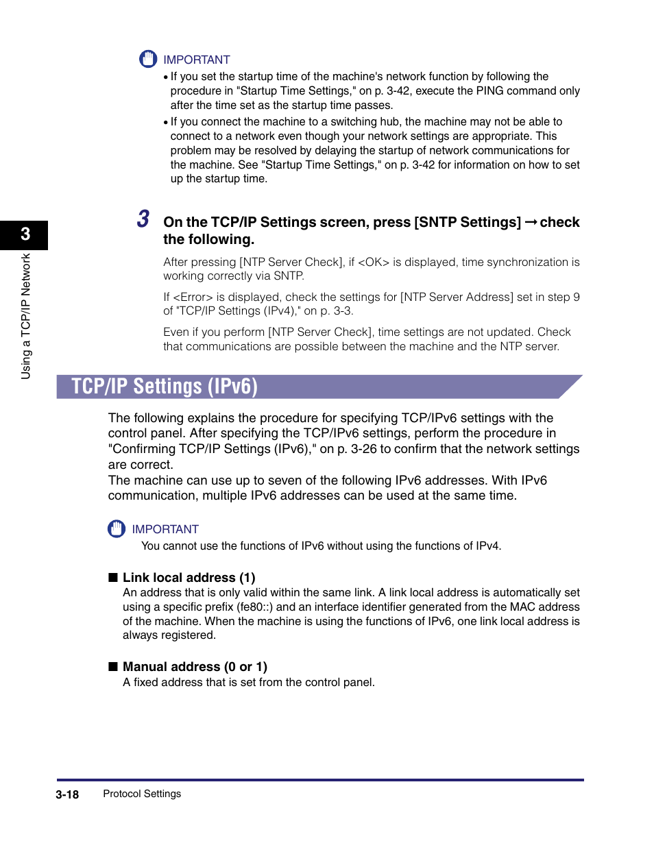 Tcp/ip settings (ipv6), Tcp/ip settings (ipv6) -18, Or "tcp/ip settings (ipv6) | 18 t | Canon C2550 User Manual | Page 60 / 234