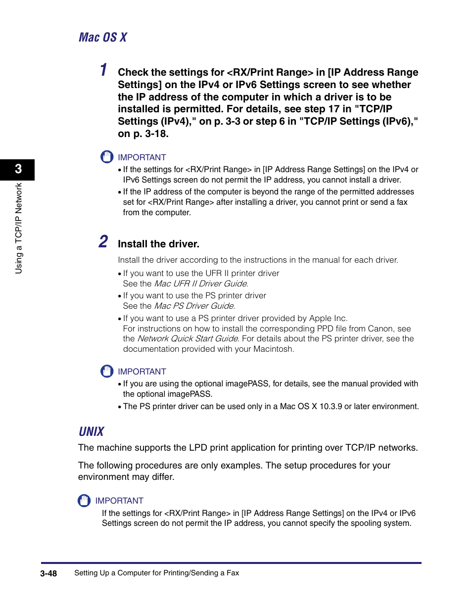 Mac os x -48, Unix -48, Mac os x | Unix | Canon C2550 User Manual | Page 90 / 234