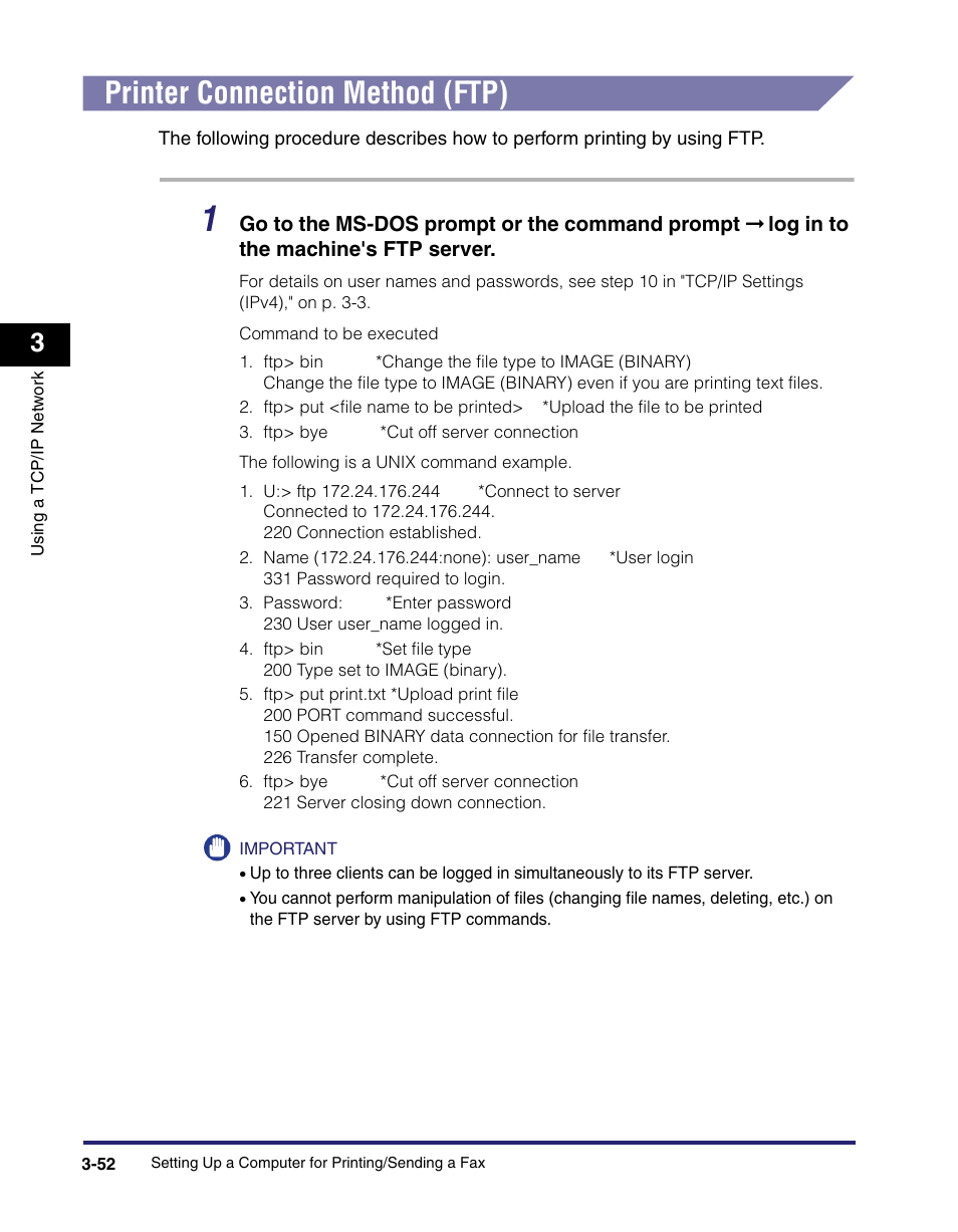 Printer connection method (ftp), Printer connection method (ftp) -52, See "printer connection method (ftp)," on p. 3-52 | Canon C2550 User Manual | Page 94 / 234