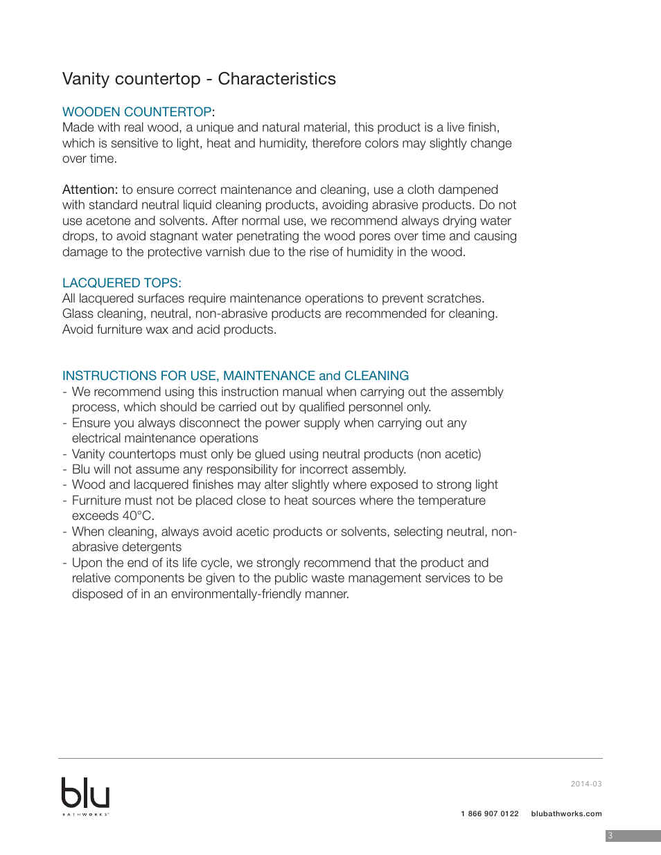 Vanity countertop - characteristics | Blu Bathworks BCT060 User Manual | Page 4 / 6