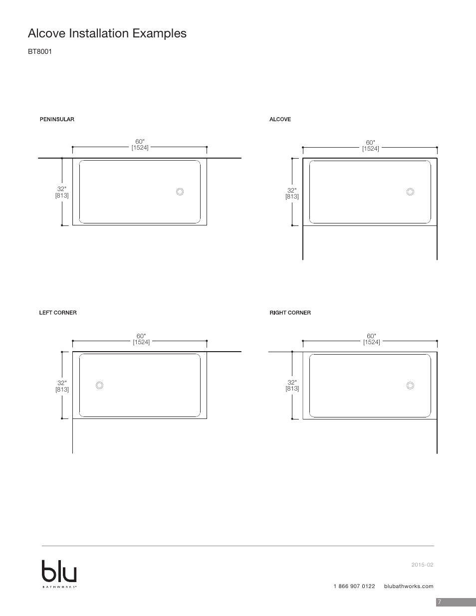 Alcove installation examples | Blu Bathworks BT8001 User Manual | Page 8 / 10