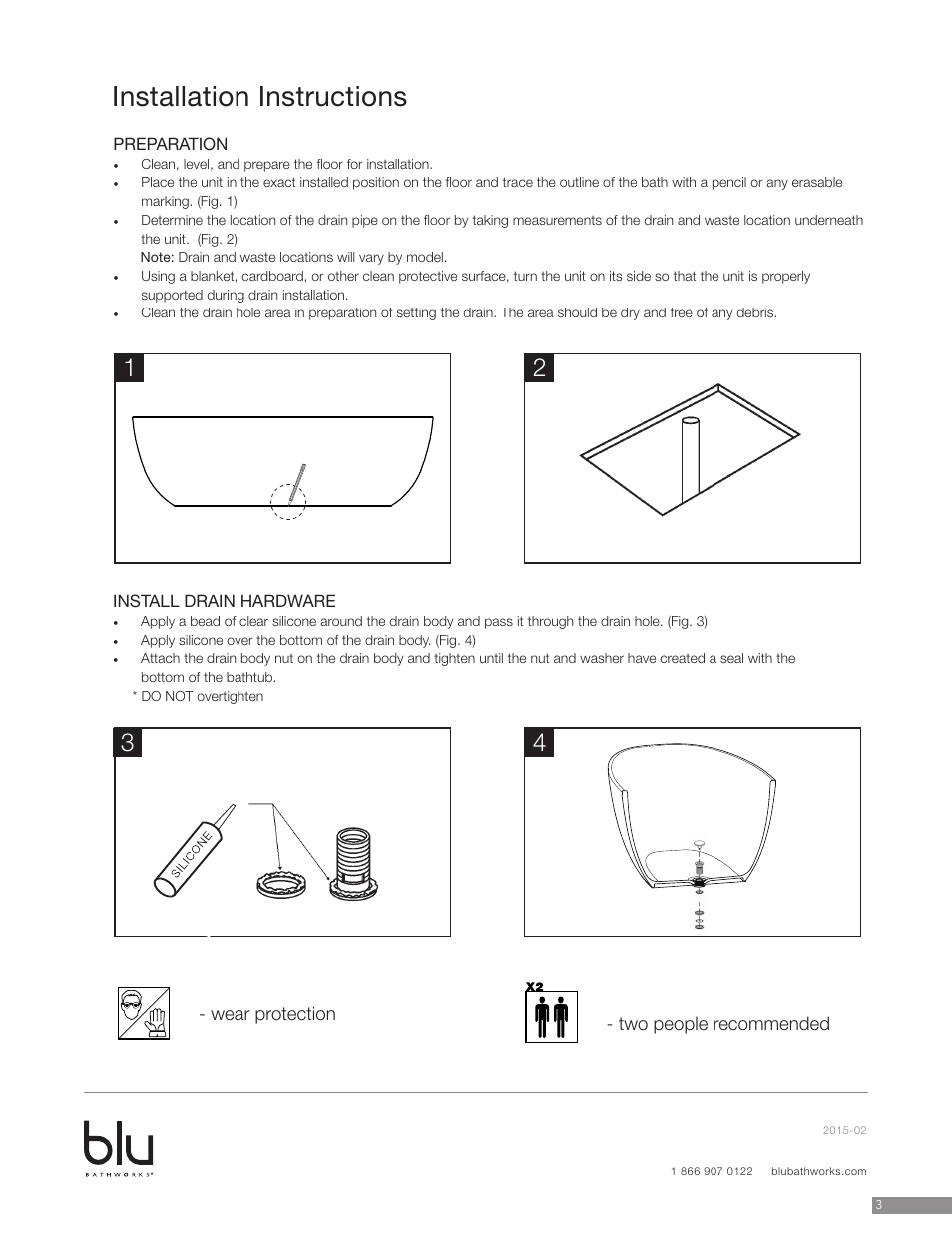 Installation instructions | Blu Bathworks BT0102 User Manual | Page 4 / 8