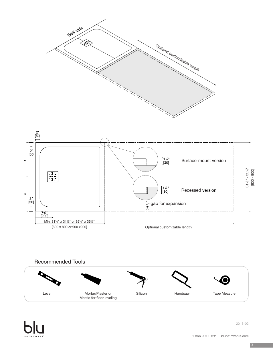 Recommended tools | Blu Bathworks SB8080 User Manual | Page 4 / 10