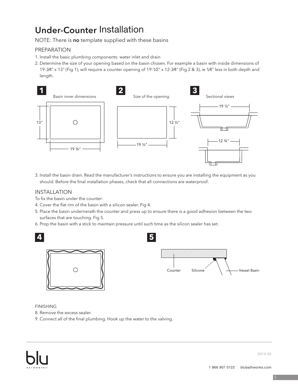 Under-counter basin, Installation | Blu Bathworks SA0102 User Manual | Page 4 / 6