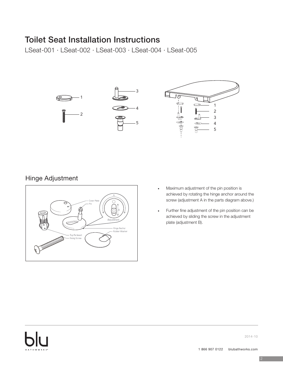 Toilet seat installation instructions | Blu Bathworks LSeat-001 User Manual | Page 3 / 12