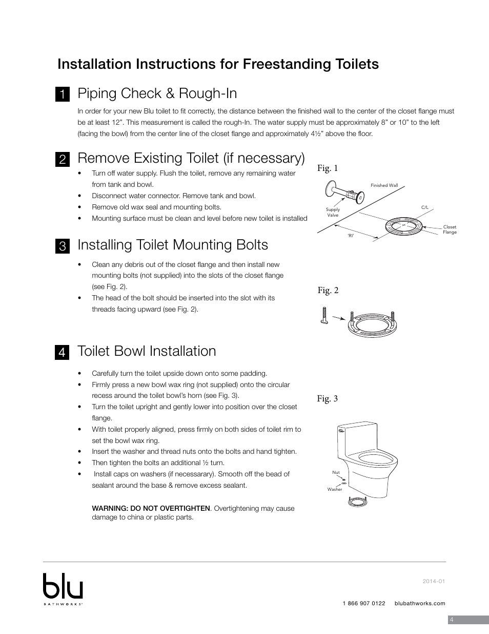 Installation instructions for freestanding toilets | Blu Bathworks LF1062 User Manual | Page 5 / 14