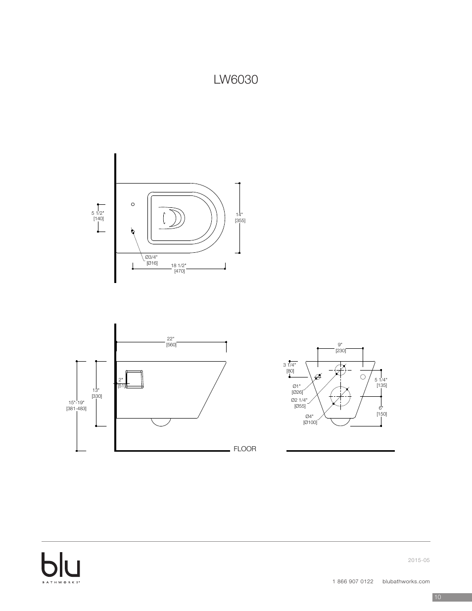 Lw6030, Floor | Blu Bathworks LW6010 User Manual | Page 11 / 11