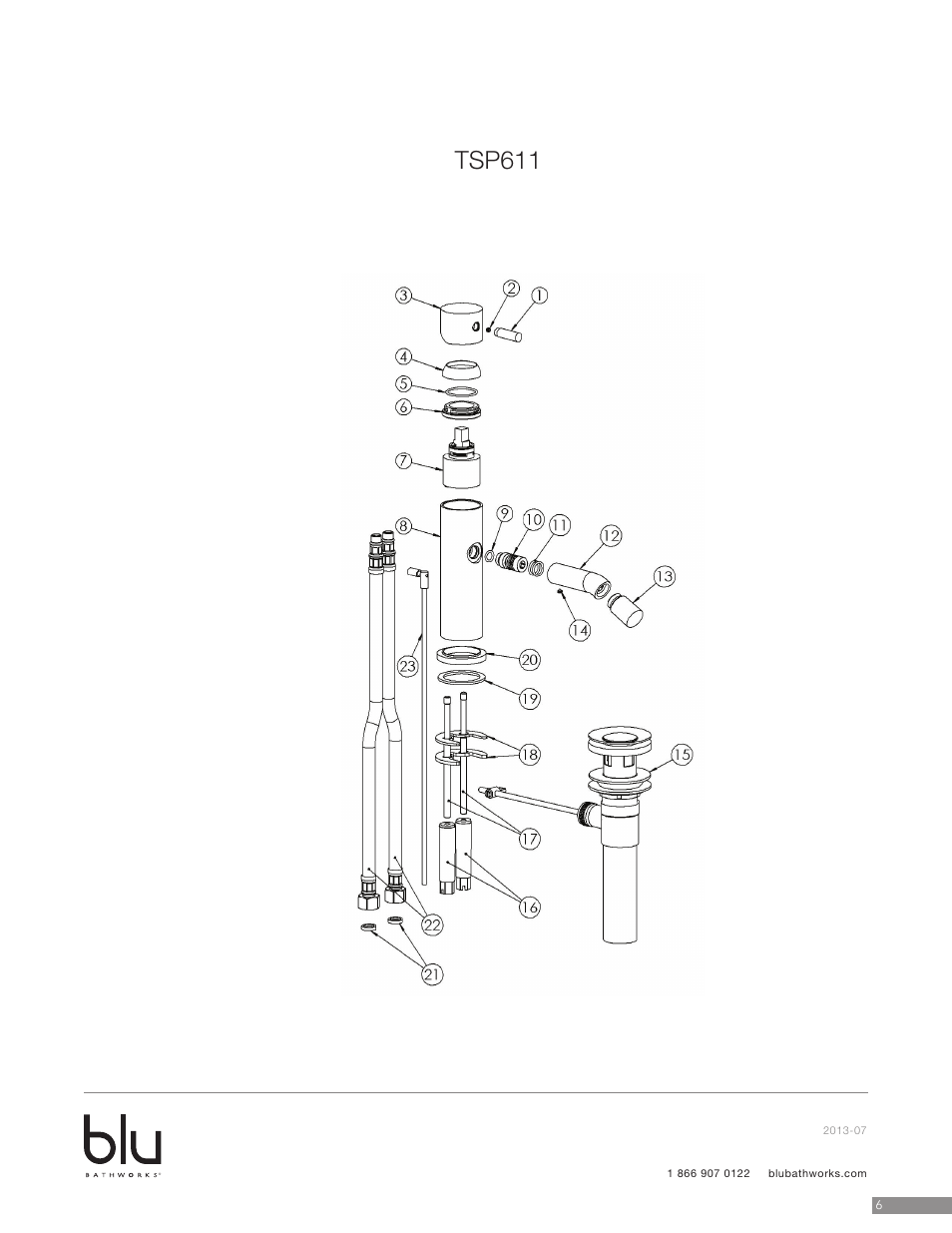 Tsp611 | Blu Bathworks TSP611 User Manual | Page 6 / 7