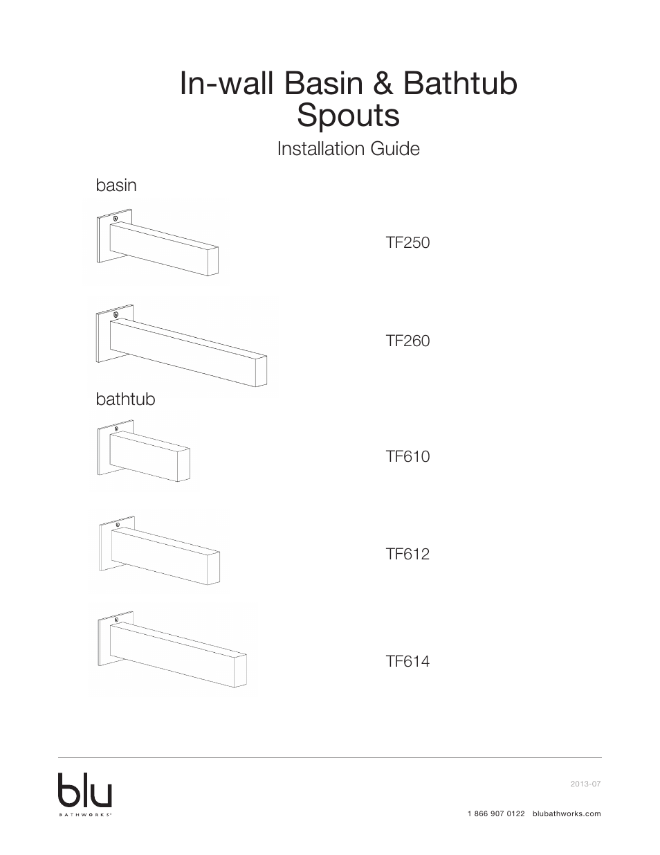Blu Bathworks TF610 User Manual | 9 pages