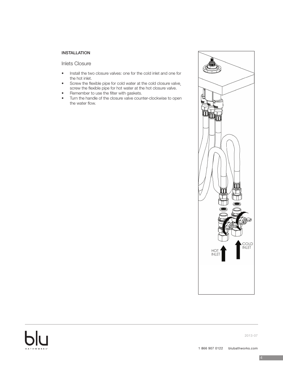 Inlets closure | Blu Bathworks TSP421 User Manual | Page 5 / 15