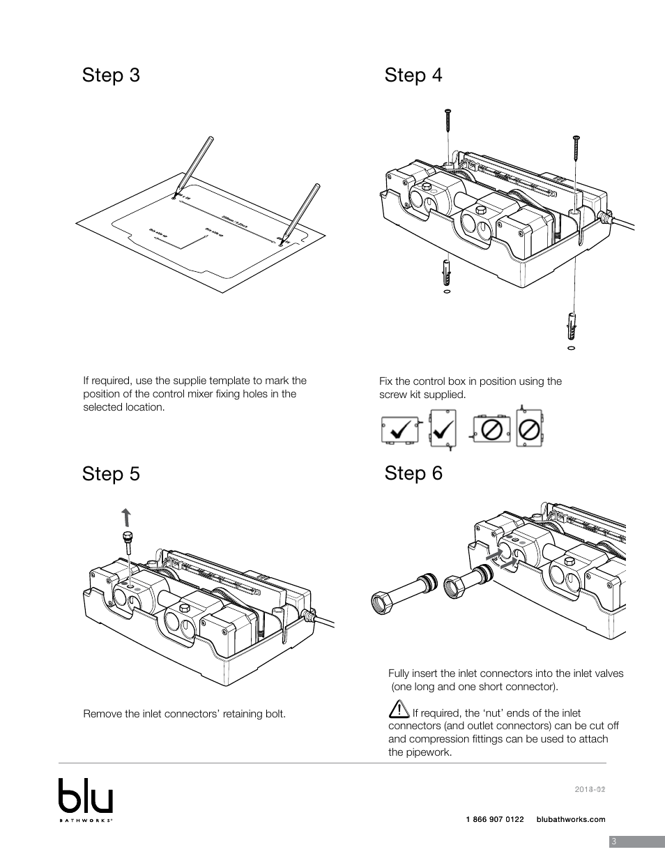 Step 3 step 4 step 6 step 5 | Blu Bathworks TEP421 User Manual | Page 14 / 20