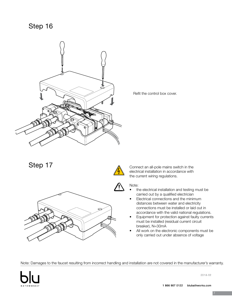 Step 16 step 17, Step 24, Step 25 | Re-fit the processor cover | Blu Bathworks TEP421 User Manual | Page 18 / 20