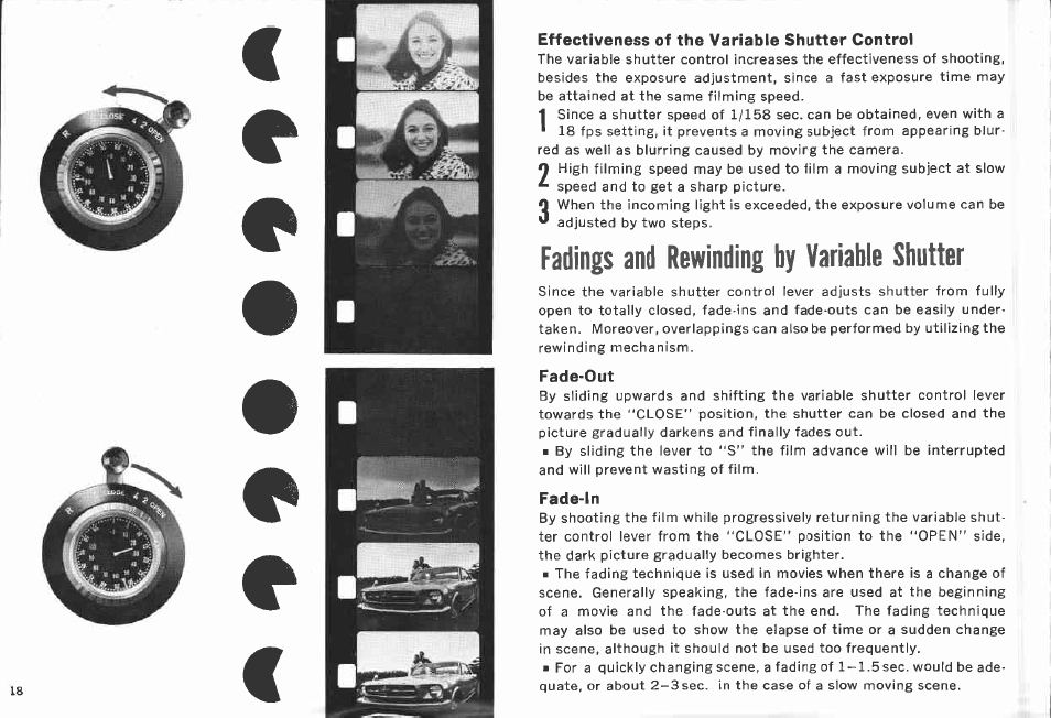 Selecting the filming speed, Filming speeds and projection effects | Canon DS-8 User Manual | Page 18 / 56