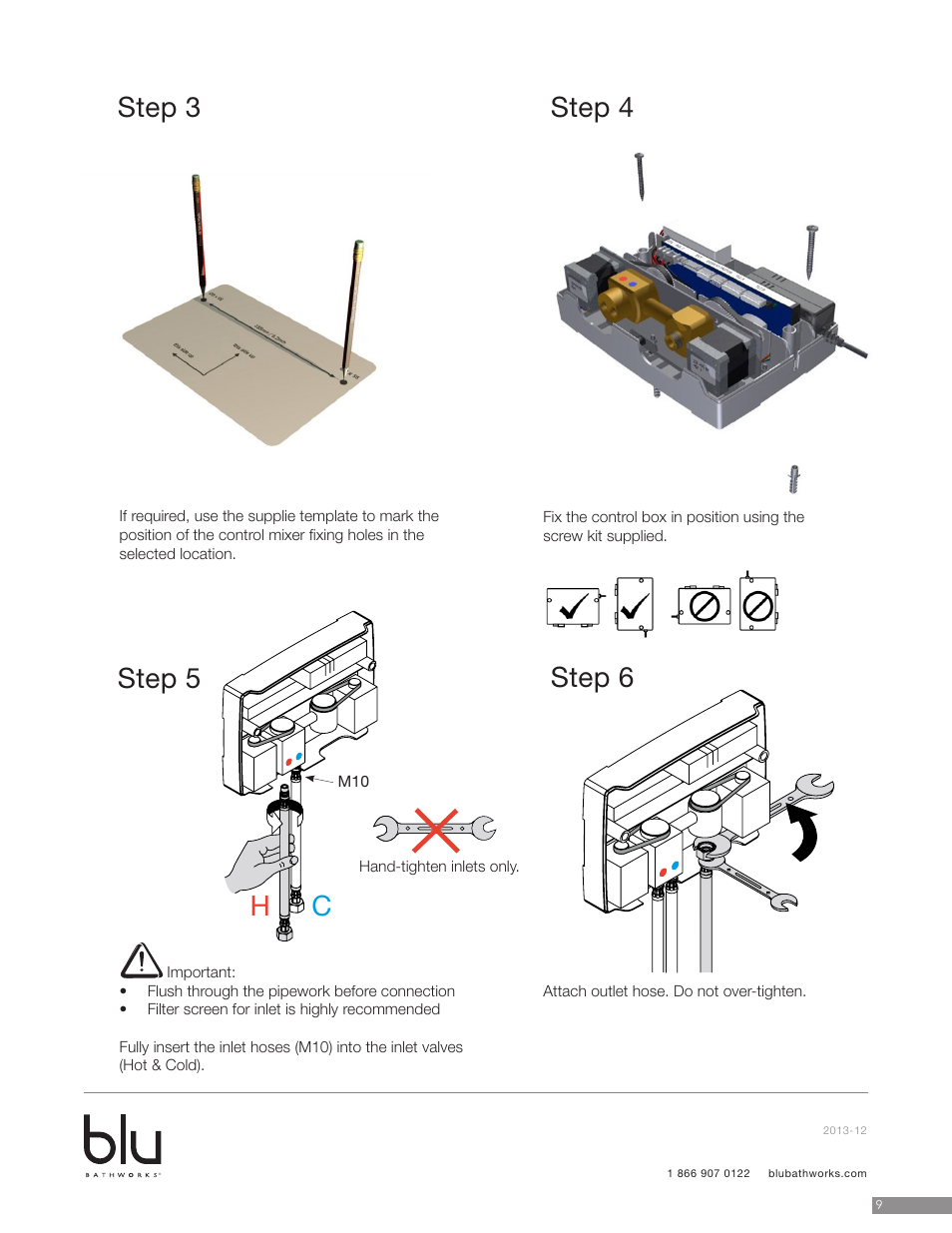 Step 3 step 4 step 6 step 5 | Blu Bathworks TEP131 User Manual | Page 10 / 17