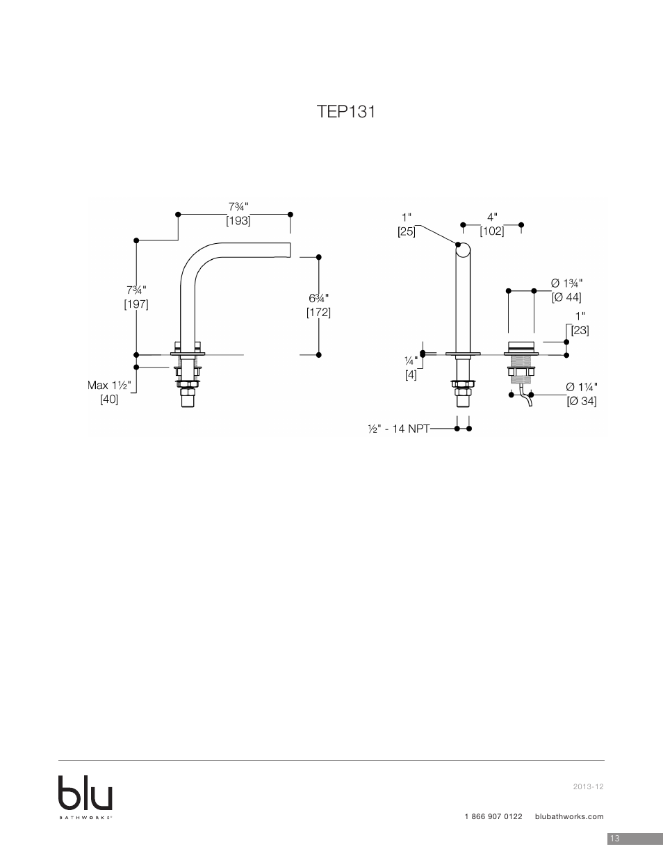 Tep131 | Blu Bathworks TEP131 User Manual | Page 14 / 17