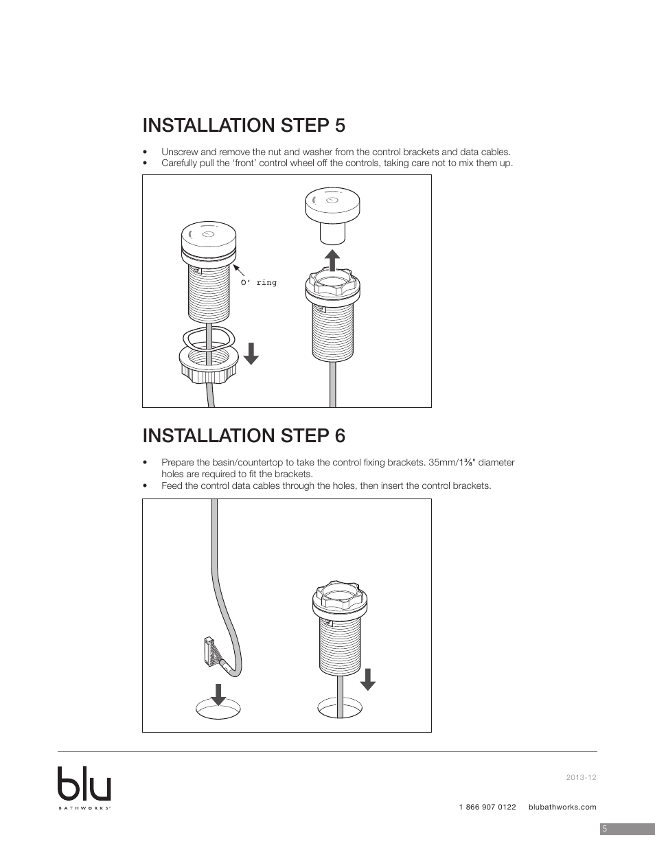 Installation step 5, Installation step 6 | Blu Bathworks TEP131 User Manual | Page 6 / 17