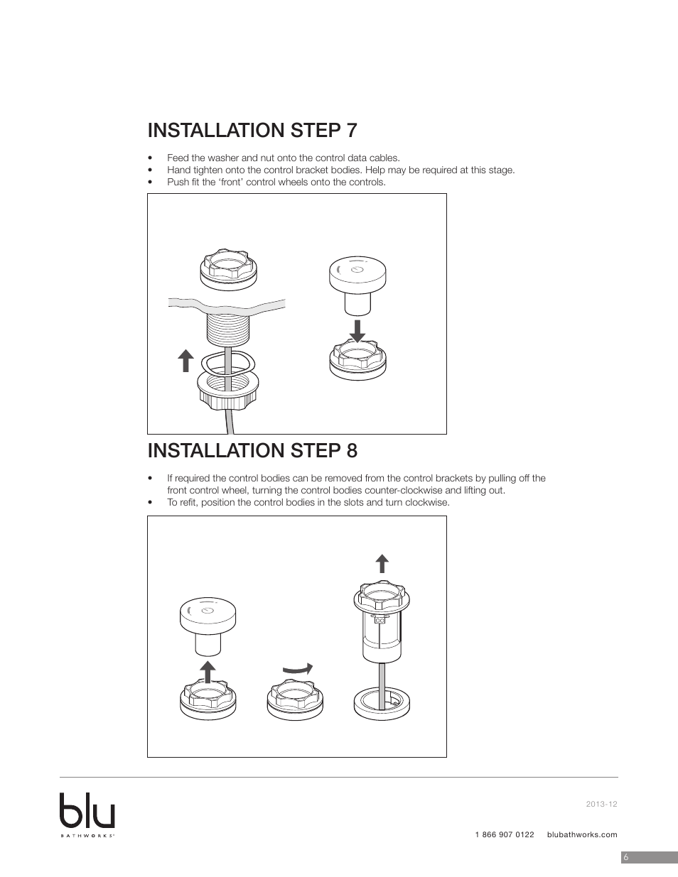 Installation step 7, Installation step 8 | Blu Bathworks TEP131 User Manual | Page 7 / 17