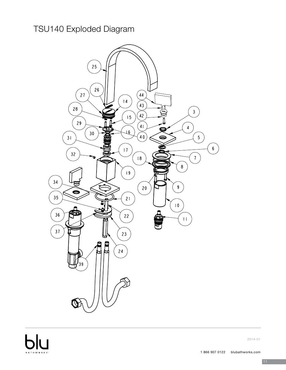 Tsu140 exploded diagram | Blu Bathworks TSP100 User Manual | Page 12 / 13