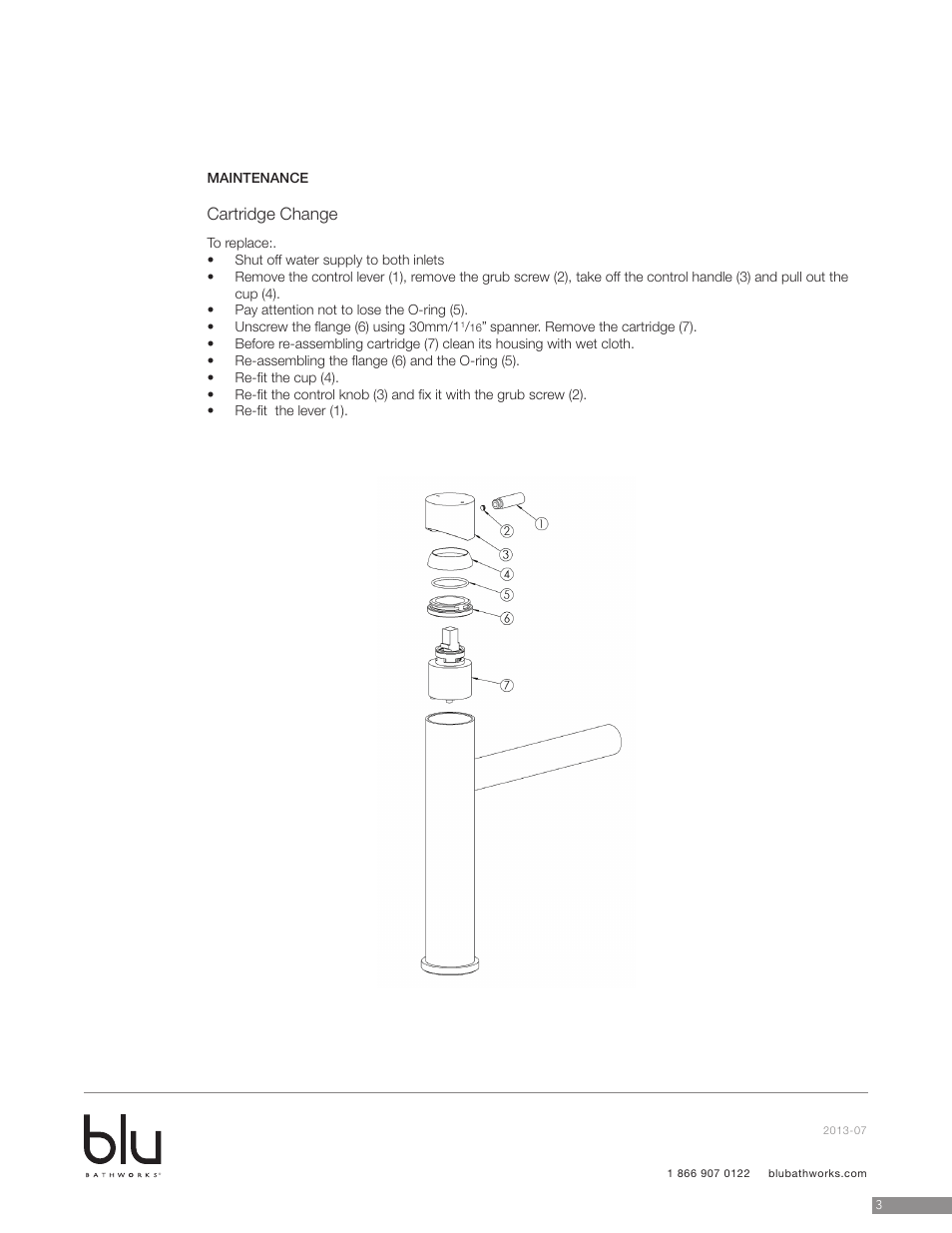 Cartridge change | Blu Bathworks TSP101 User Manual | Page 4 / 7