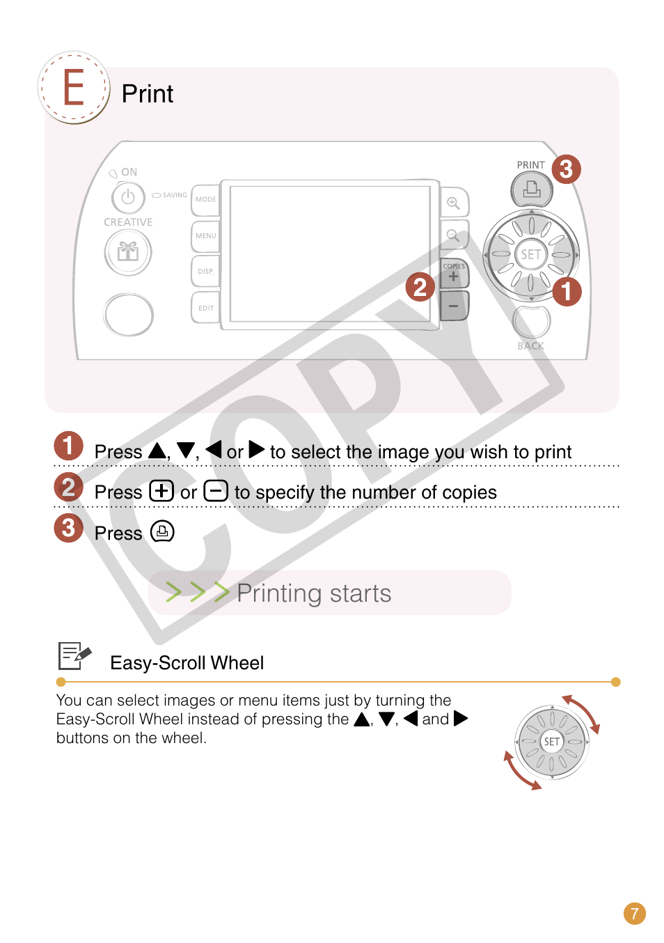 Co py | Canon SELPHY CDI-E370-010 User Manual | Page 7 / 32