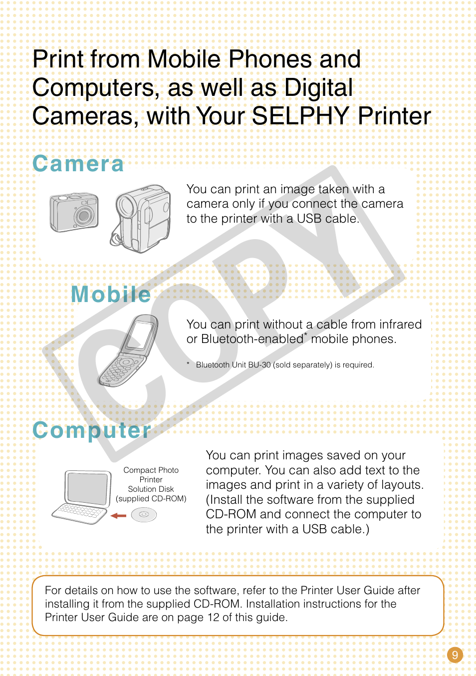 Co py | Canon SELPHY CDI-E370-010 User Manual | Page 9 / 32