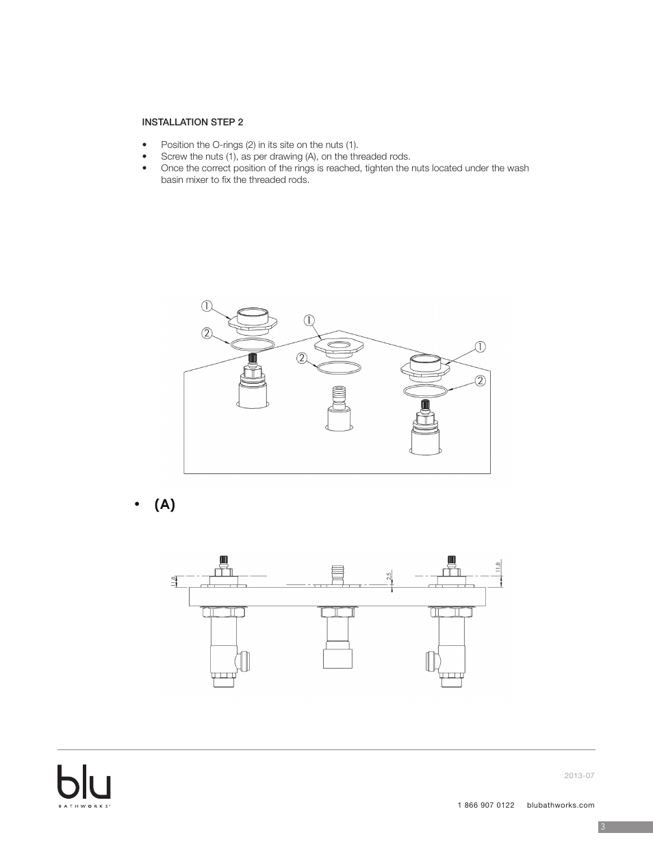 Installation step 2, Installation step 3 | Blu Bathworks TSU141 User Manual | Page 4 / 9