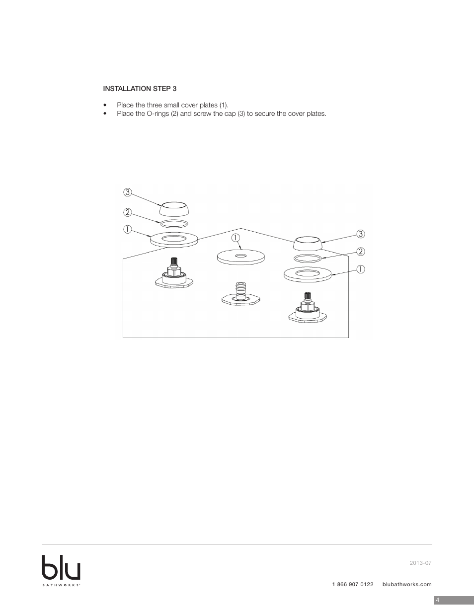 Installation step 2, Installation step 3 | Blu Bathworks TSU141 User Manual | Page 5 / 9