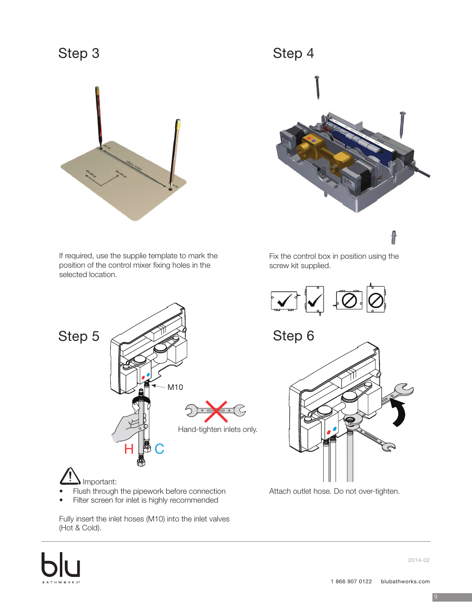 Step 3 step 4 step 6 step 5 | Blu Bathworks TEP211 User Manual | Page 10 / 17