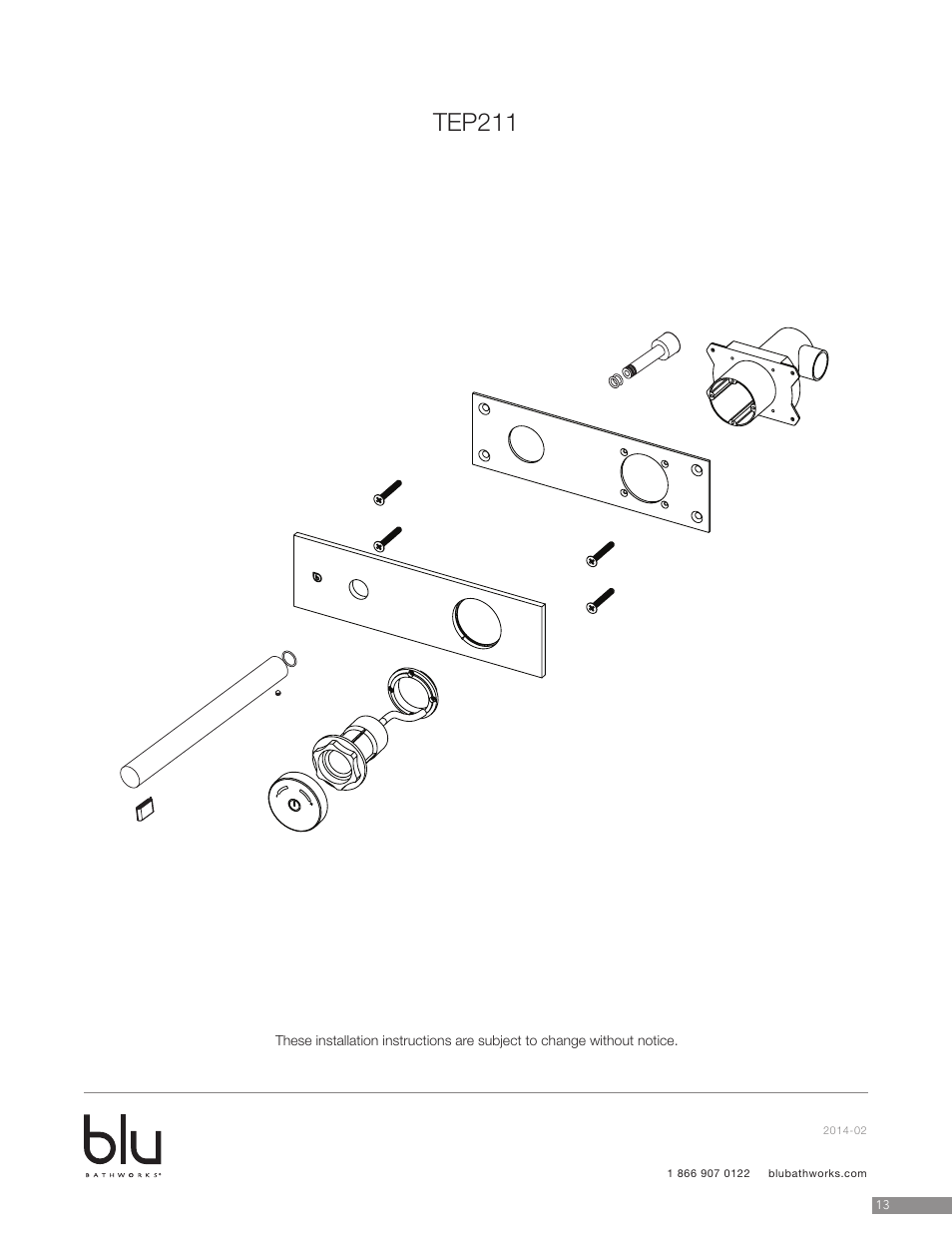 Tep211 | Blu Bathworks TEP211 User Manual | Page 14 / 17