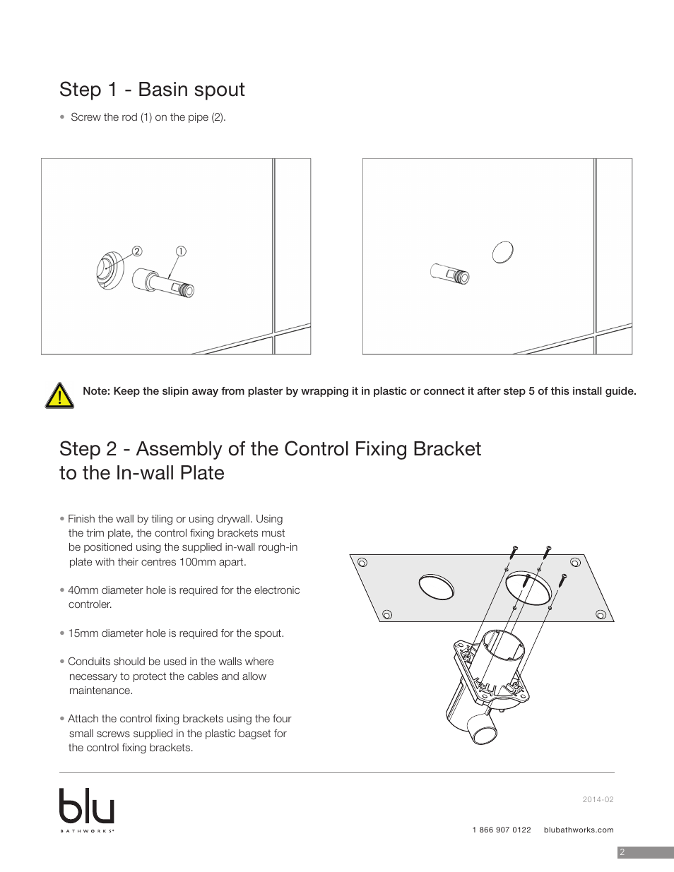 Step 1 - basin spout | Blu Bathworks TEP211 User Manual | Page 3 / 17