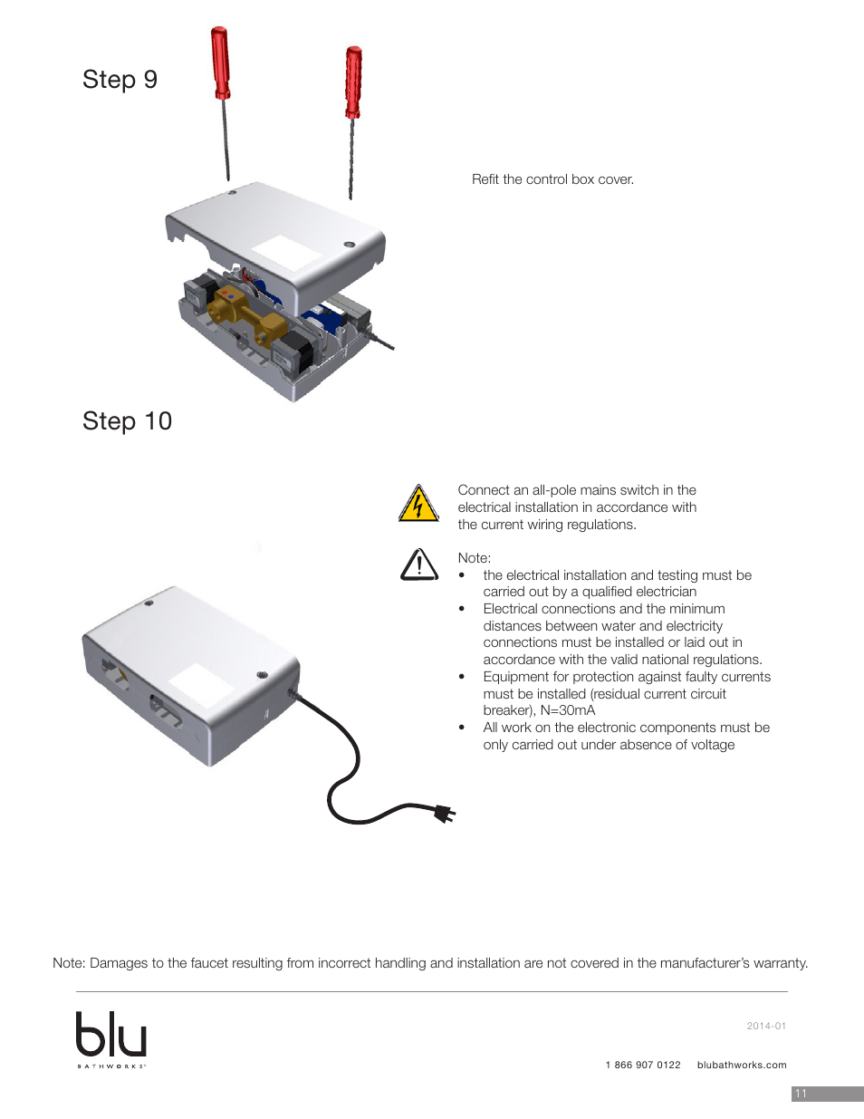 Step 9 step 10 | Blu Bathworks TEU211 User Manual | Page 12 / 16