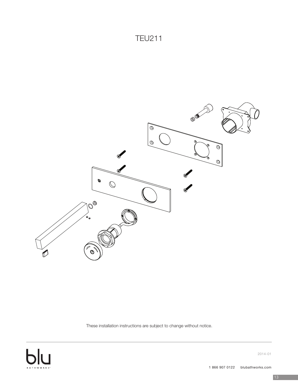 Teu211 | Blu Bathworks TEU211 User Manual | Page 14 / 16