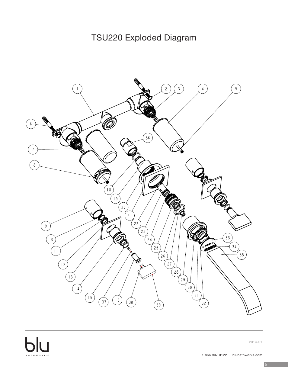 Tsu220 exploded diagram | Blu Bathworks TSP210 User Manual | Page 6 / 7