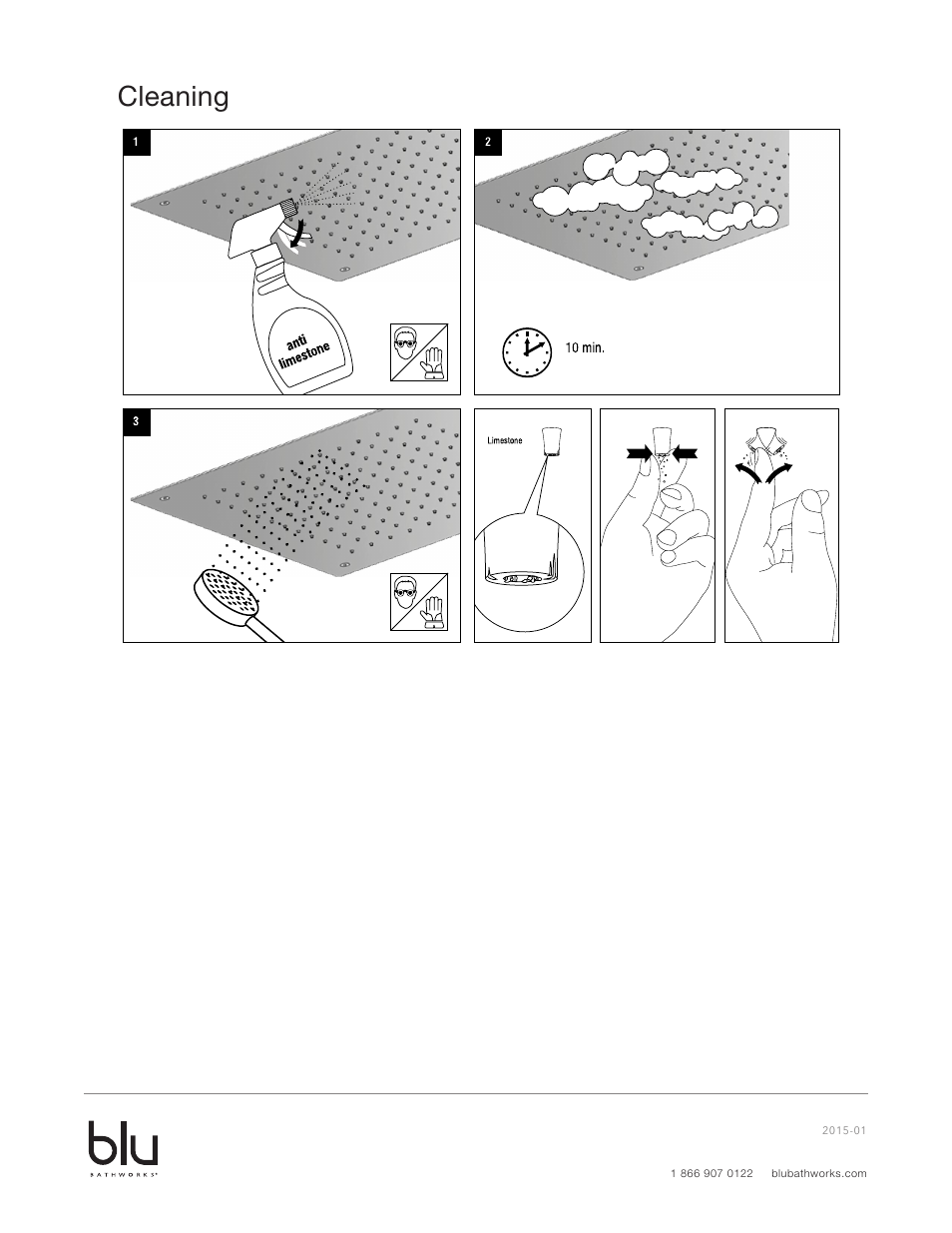 Cleaning | Blu Bathworks TE702 User Manual | Page 6 / 9