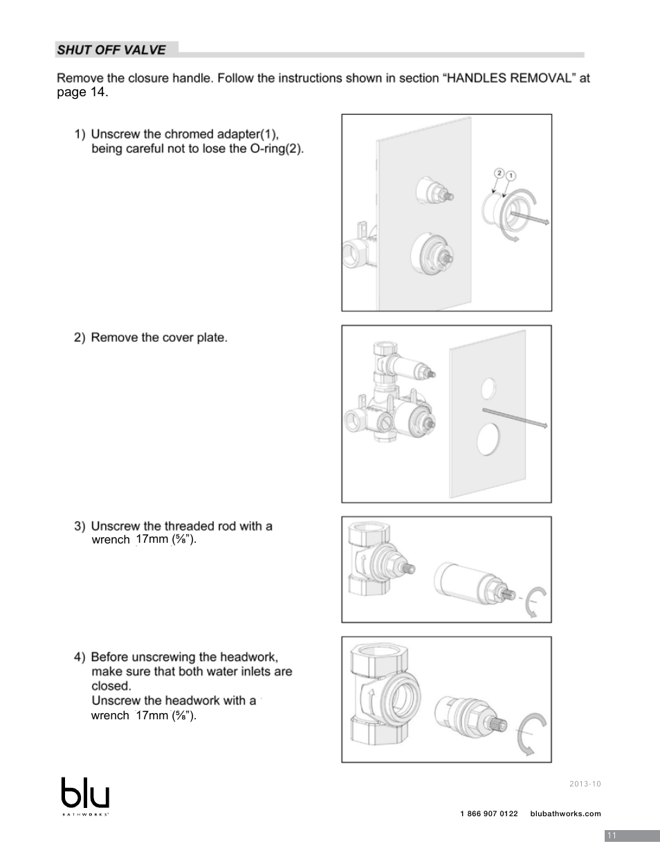 Page 14, Wrench (17mm), 17mm (⅝”) | Blu Bathworks TSP922 User Manual | Page 12 / 28