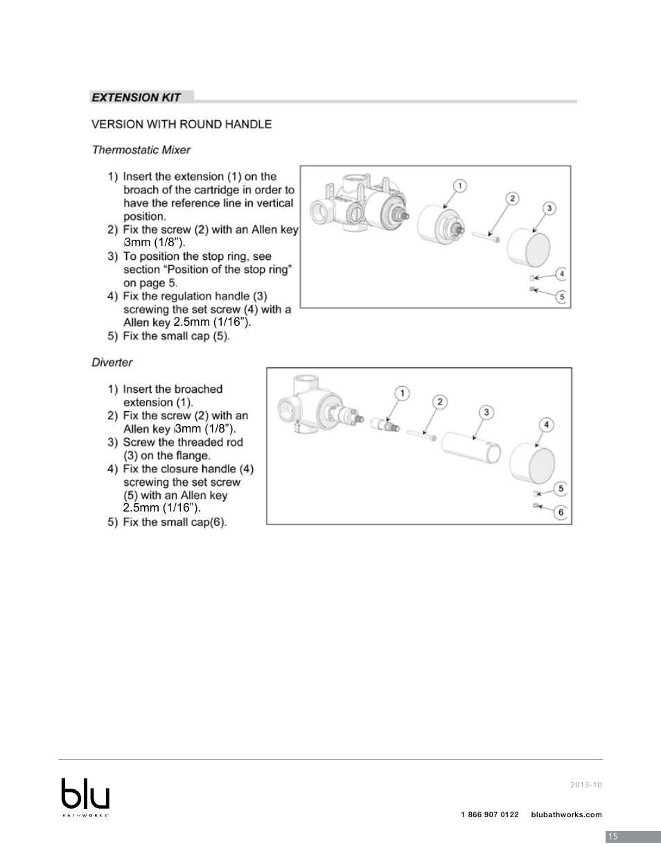 5mm (1/16”) | Blu Bathworks TSP922 User Manual | Page 16 / 28