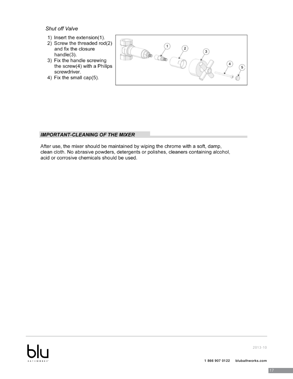 Shut off valve | Blu Bathworks TSP922 User Manual | Page 18 / 28