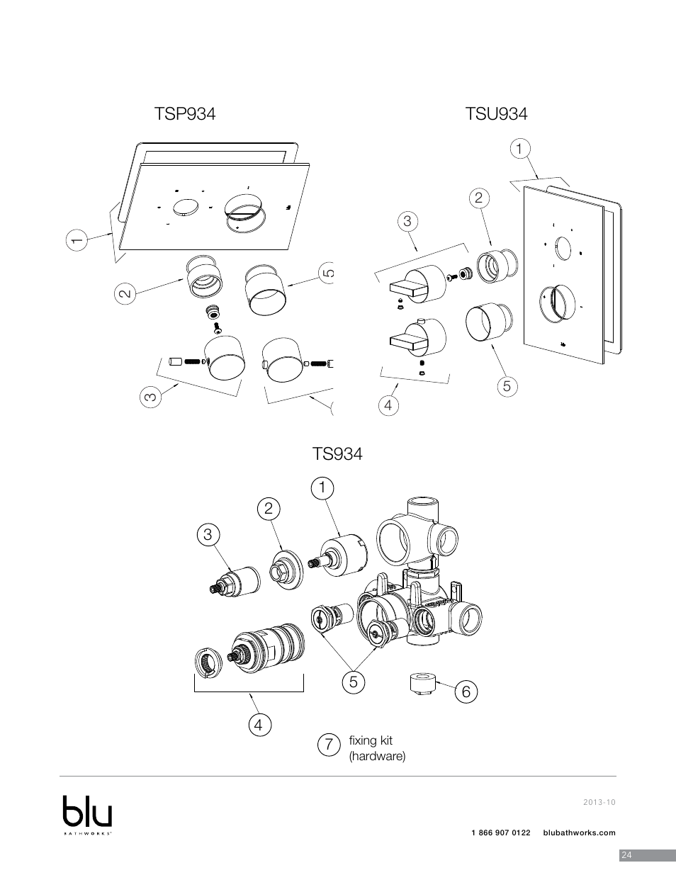 Ts934 | Blu Bathworks TSP922 User Manual | Page 25 / 28