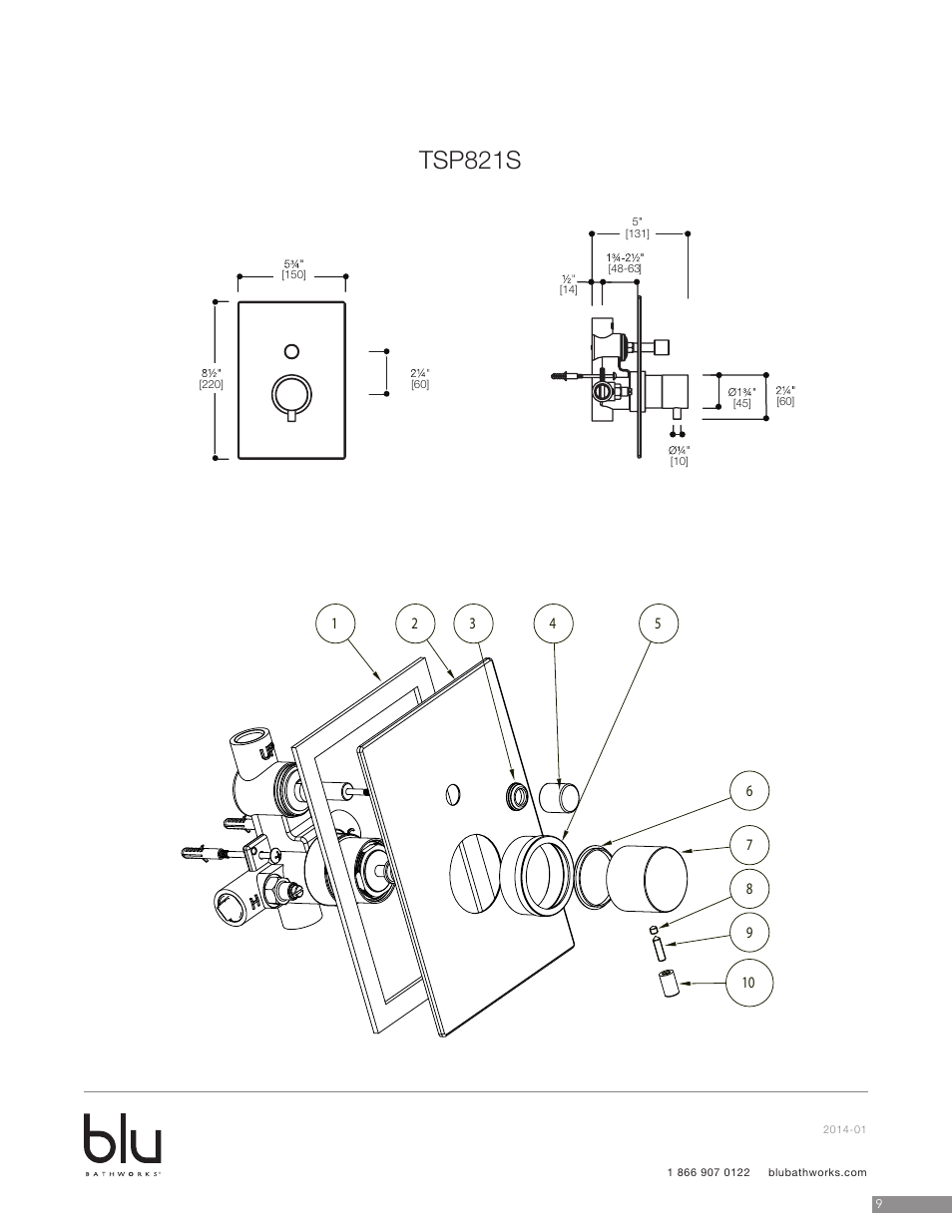 Tsp821s | Blu Bathworks TSP811S User Manual | Page 10 / 15